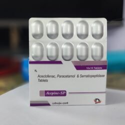 Acepine-SP | Aceclofenac, Paracetamol & Serratiopeptidase| 10 Tablets